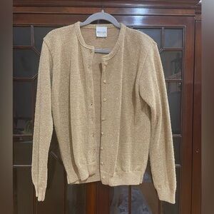 Vintage Bentley Gold Women's Cardigan Sweater, Large